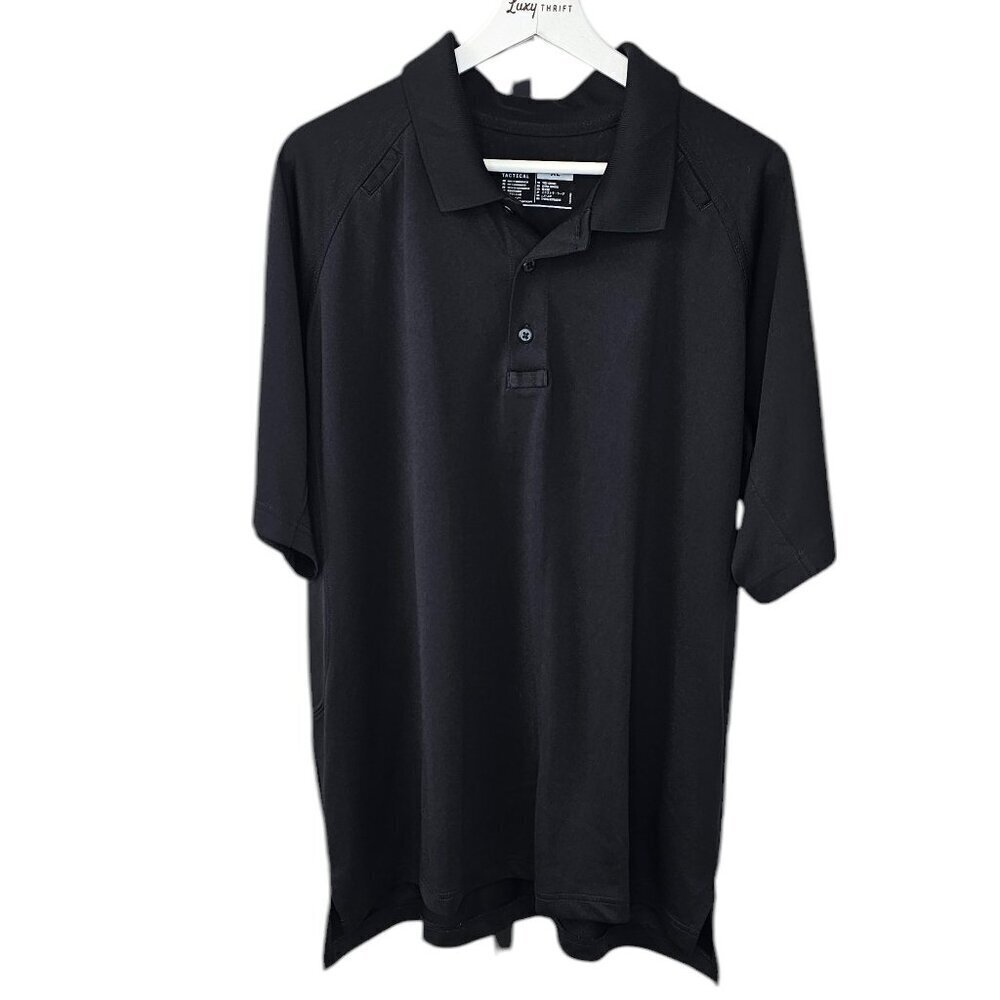 5.11 Tactical Mens Short Sleeve Polo Henley Shirt, Black, Utility Tactical, XL